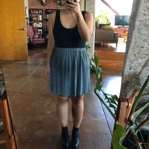 Blue/Grey Pleated Mini Skirt